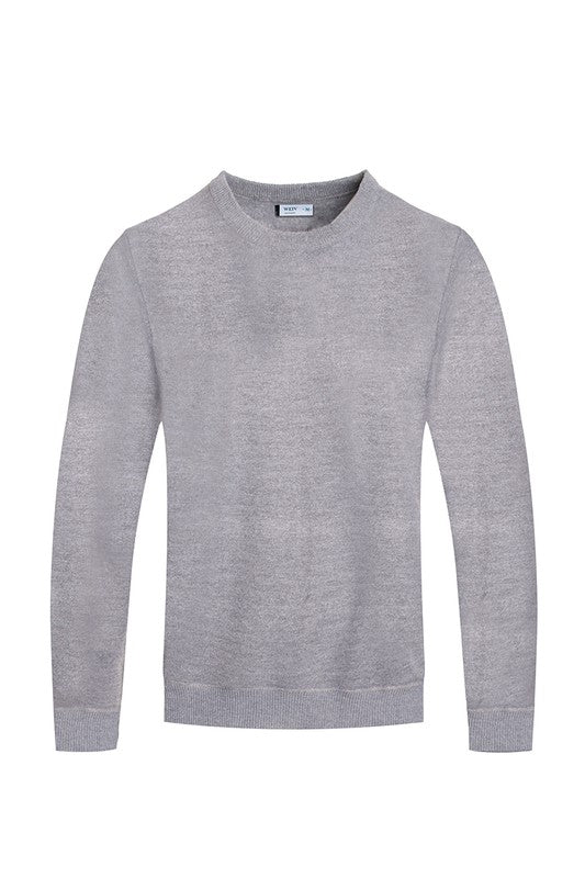 SOLID COLOR ROUND NECK SWEATER