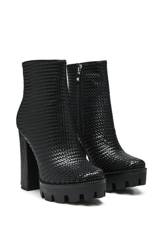 LONDON RAG SOLID TEXTURED BLOCK HEELED BOOT