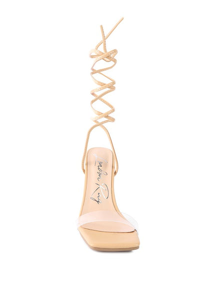 SCANSTA LACE UP DIAMANTE HIGH HEEL SANDAL