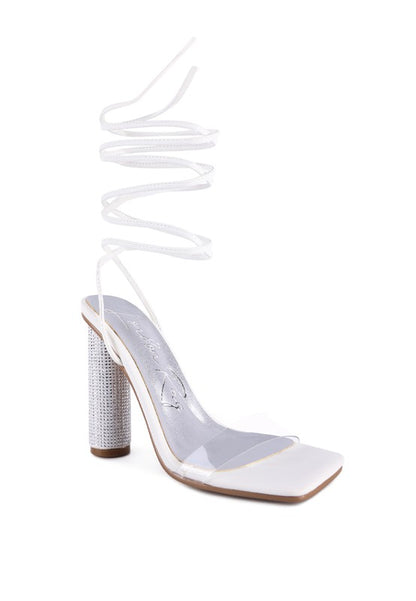 SCANSTA LACE UP DIAMANTE HIGH HEEL SANDAL