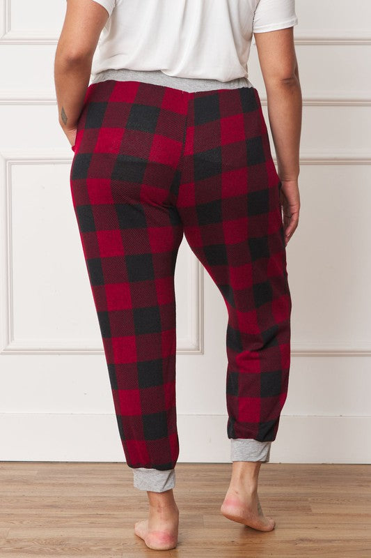 Plus Checkered Print Drawstring Jogger