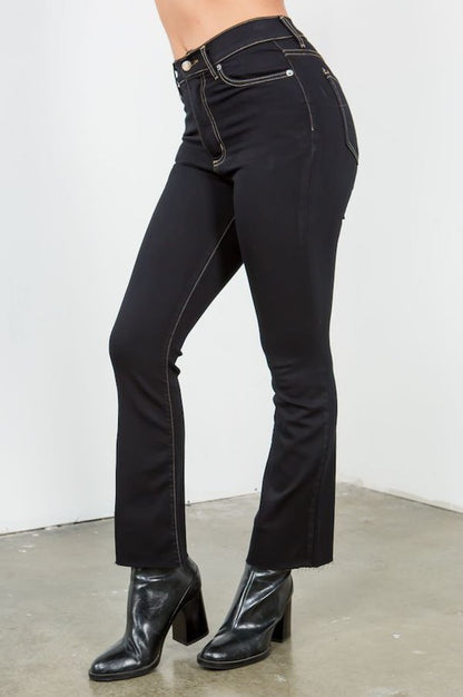 Ankle Cropped Flare Jean in Jet Black