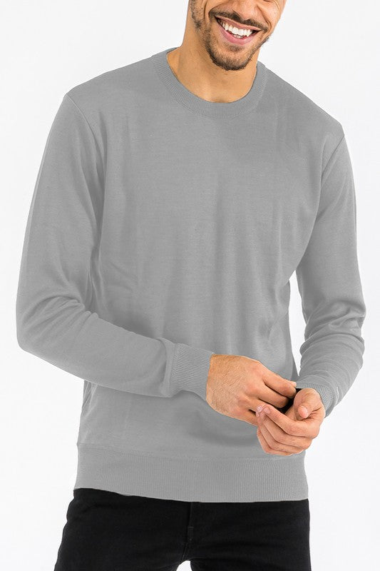 SOLID COLOR ROUND NECK SWEATER