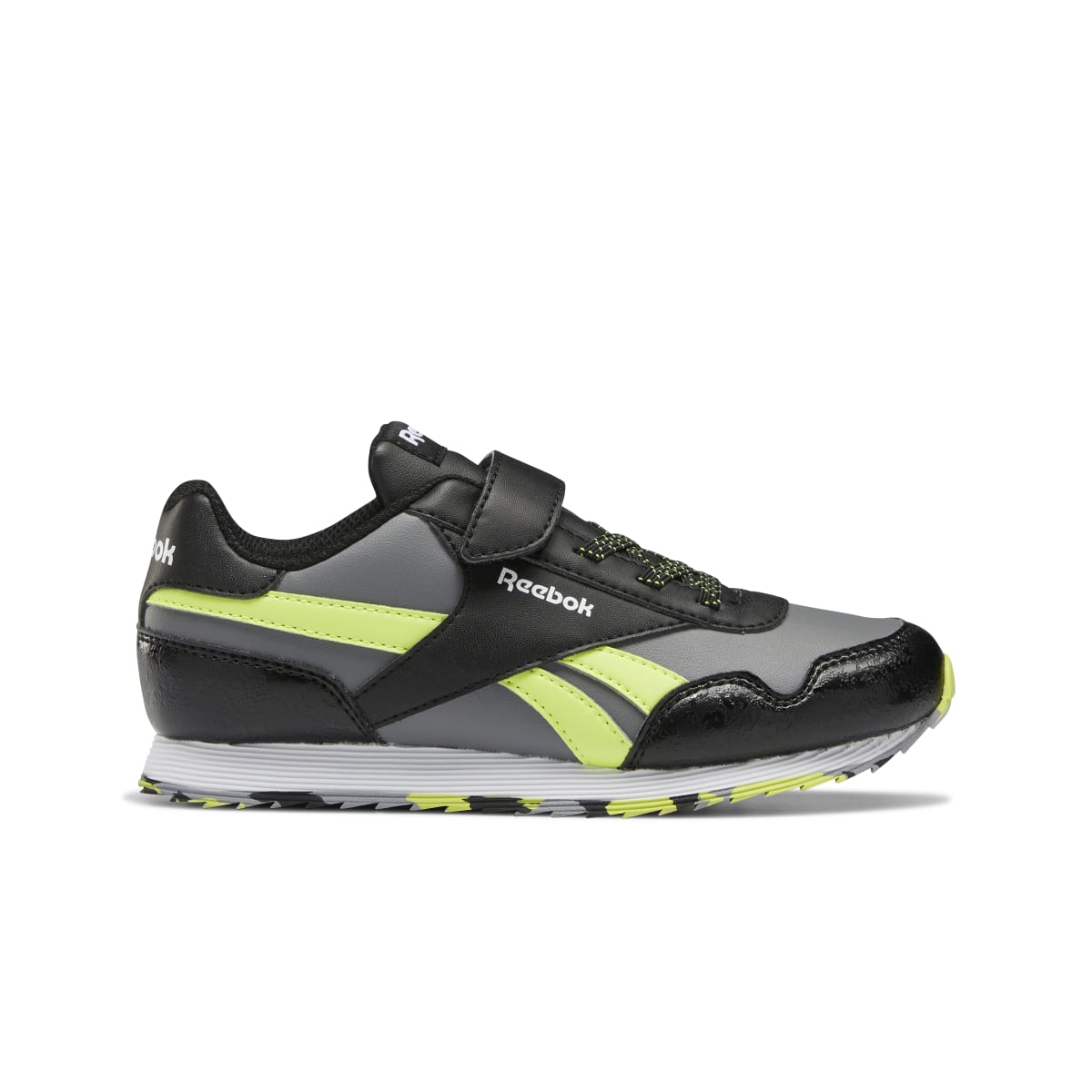 REEBOK GW3742 ROYAL CL JOGGER 3.0 1V YTH'S (Medium) Black/Grey/Yellow Synthetic Lifestyle Shoes - UE Fashion