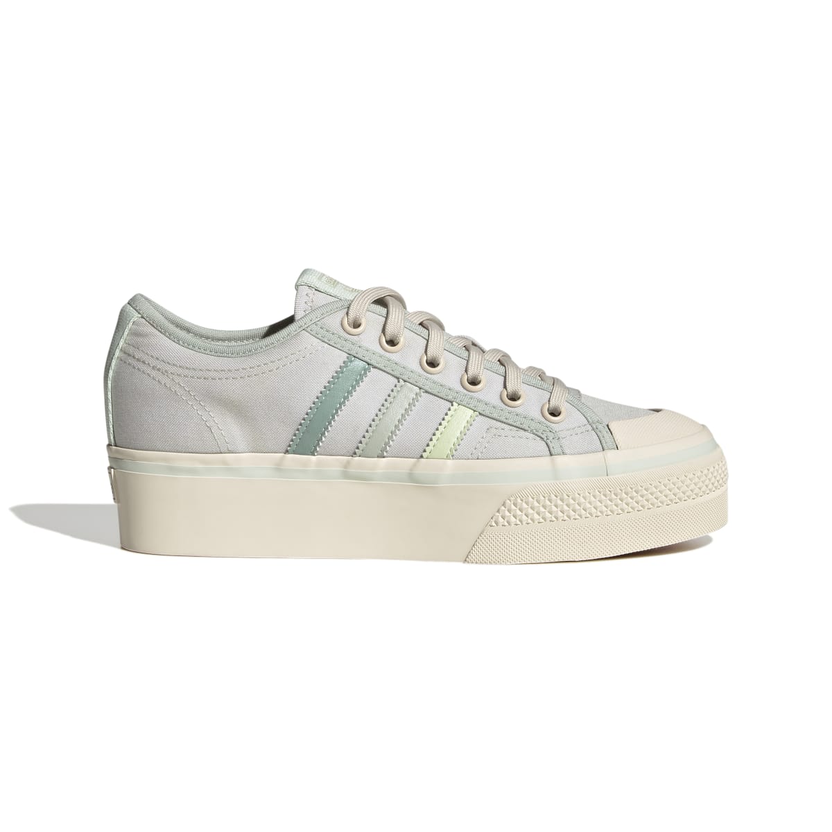 ADIDAS GX4605 NIZZA PLATFORM WMN`S (Medium) White/Lime/White Textile Lifestyle Shoes