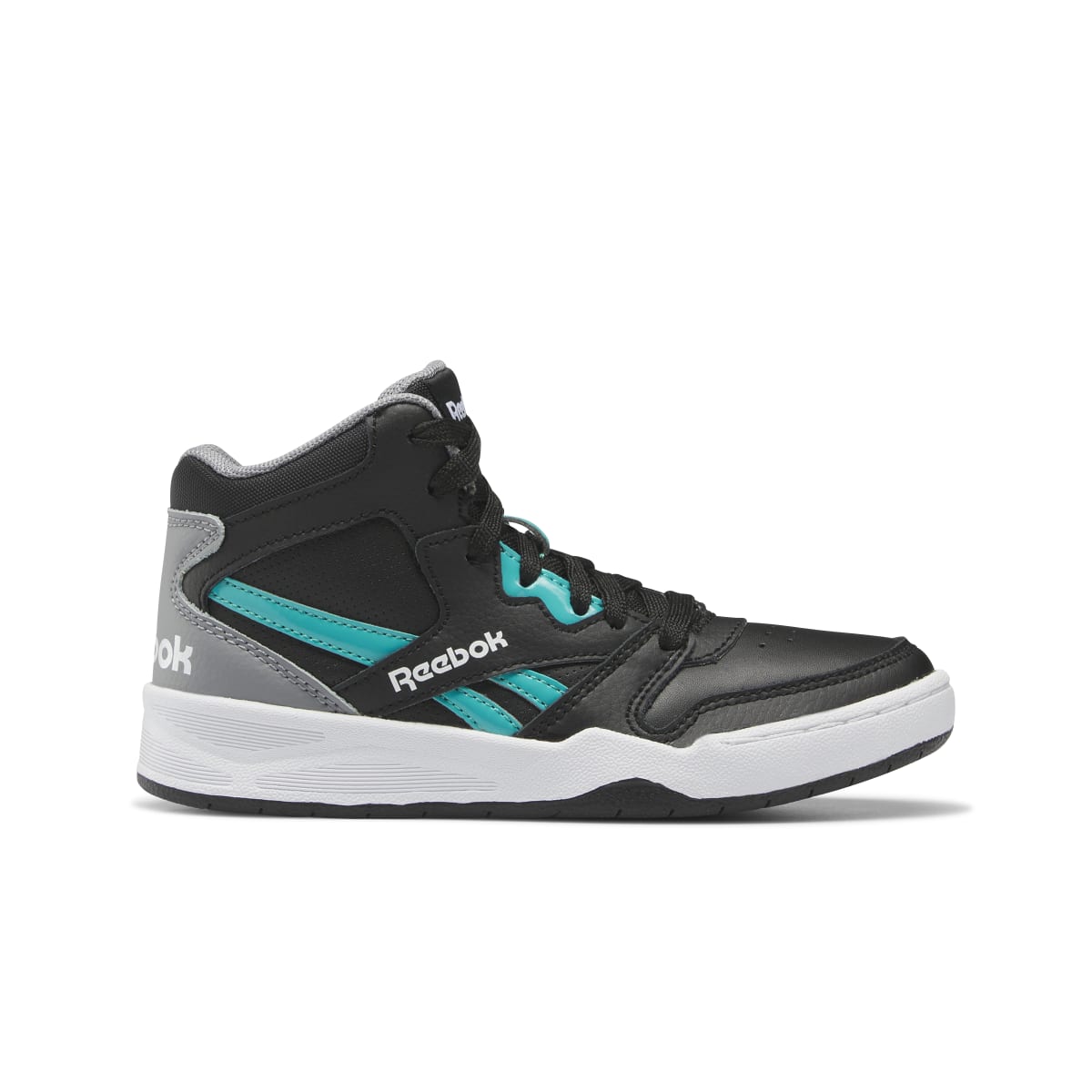 REEBOK GX1456 BB4500 COURT KID'S (Medium) Black/Grey/Teal Synthetic & Leather Basketball Shoes - UE Fashion