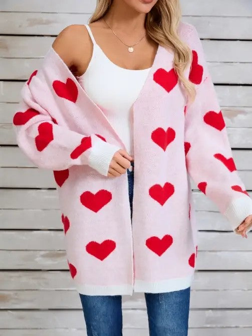 Open Front Heart Cardigan