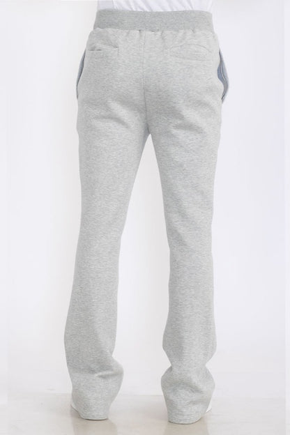 Mens Solid Fleece Flare Stacked PANTS