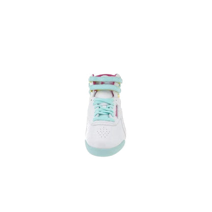 REEBOK V63067 F/S HI JR'S (Medium) White/Pink/Cool Blue Leather Lifestyle Boots