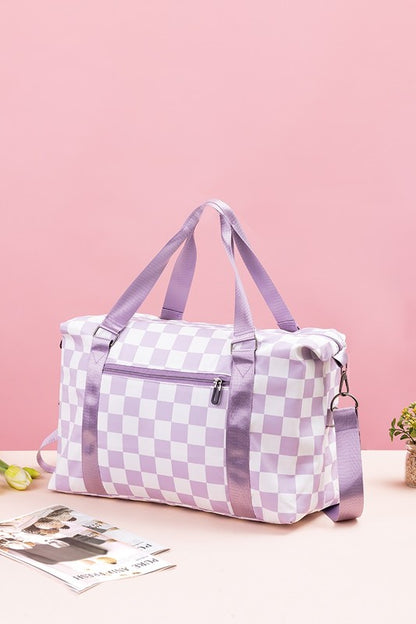 Zenana Checkered Multi-Pocket Travel Bag