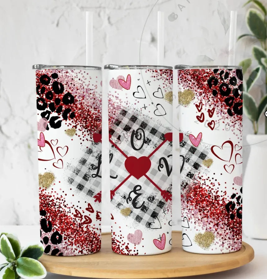 Valentine’s Day Love Hearts Tumbler (20oz) – Stylish & Durable - UE Fashion