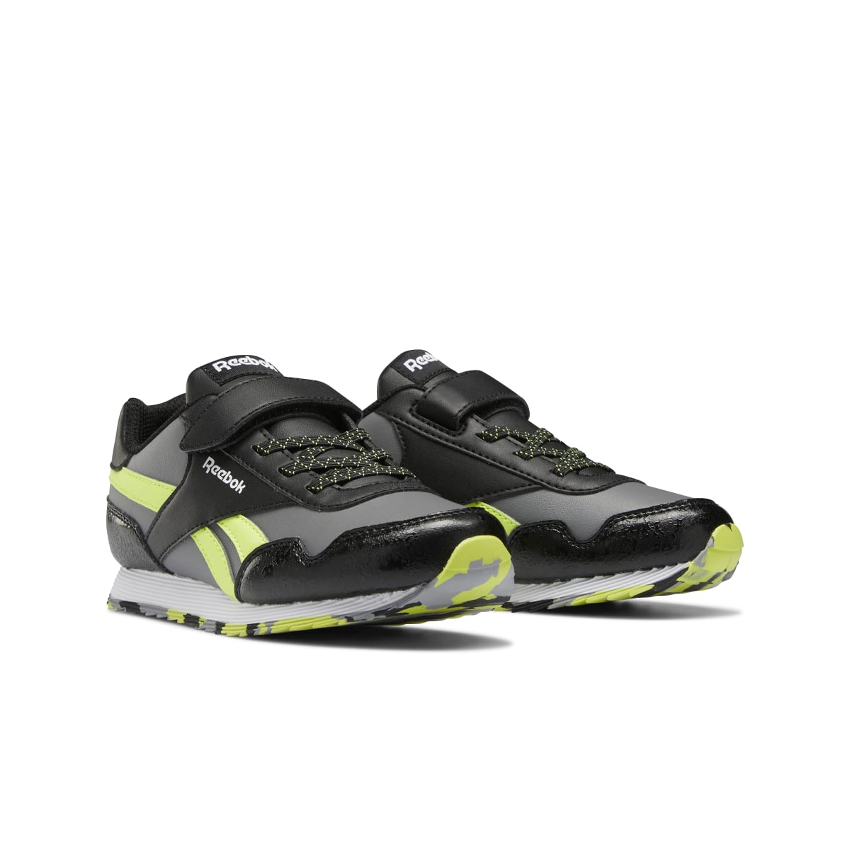 REEBOK GW3742 ROYAL CL JOGGER 3.0 1V YTH'S (Medium) Black/Grey/Yellow Synthetic Lifestyle Shoes - UE Fashion