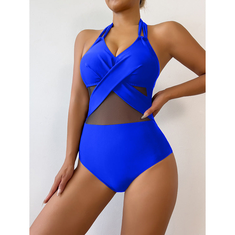 New Fashion One-piece Swimsuit Solid Color