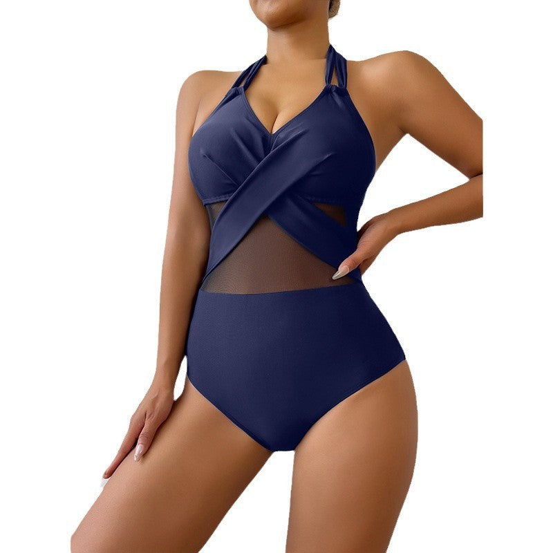 New Fashion One-piece Swimsuit Solid Color