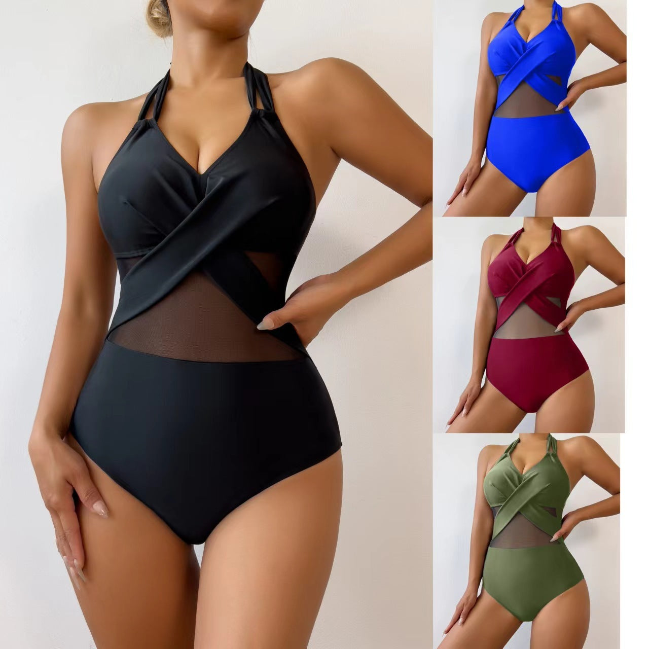 New Fashion One-piece Swimsuit Solid Color