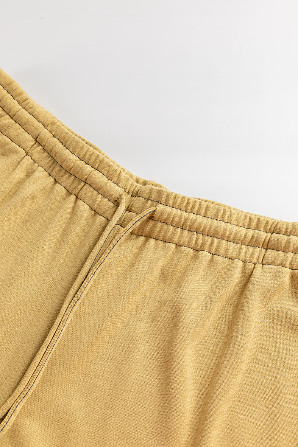 Beige Drawstring Adjusted Band High Waist Plus Size Pants