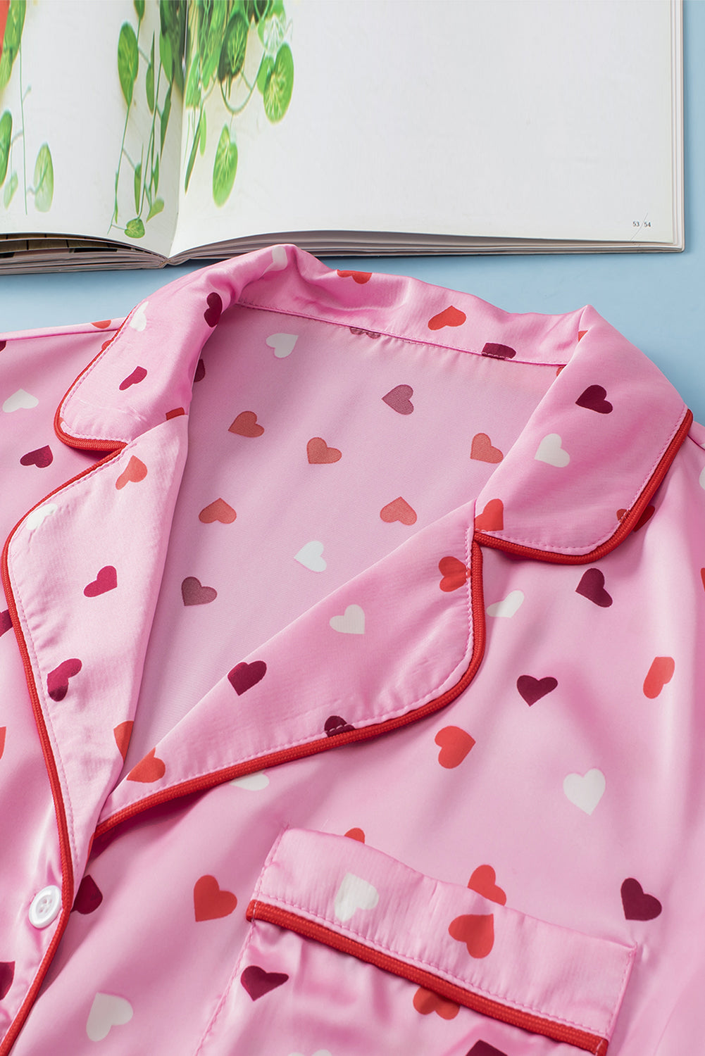 Pink Valentine Heart Shape Print Plus Size Sleepwear