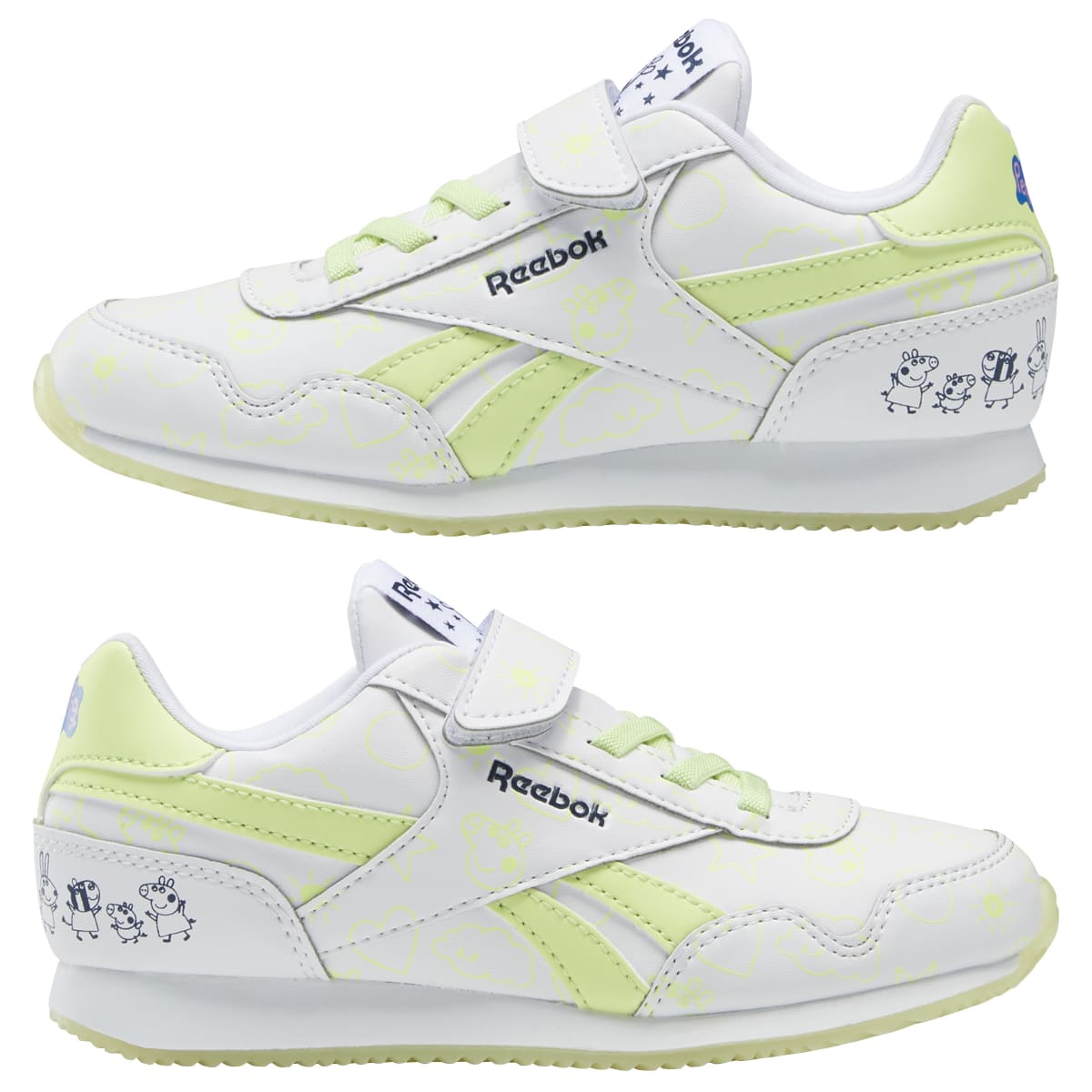 REEBOK GZ6490 ROYAL CL JOGGER 3.0 1V YTH'S (Medium) White/Energy Glow/ White Synthetic Lifestyle Shoes