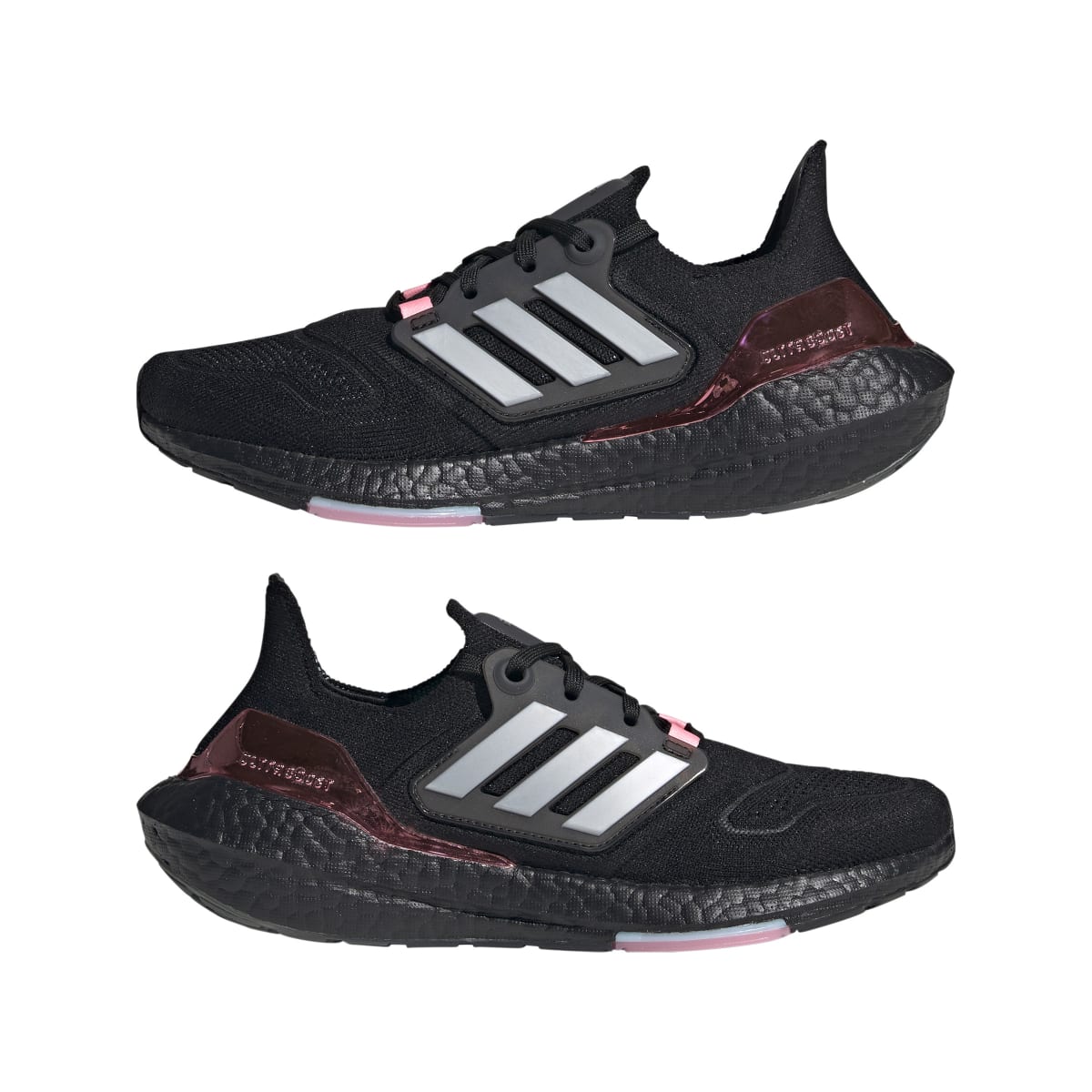 ADIDAS GX5928 ULTRABOOST 22 WMN'S (Medium) Black/Silver/Pink Primeknit Running Shoes