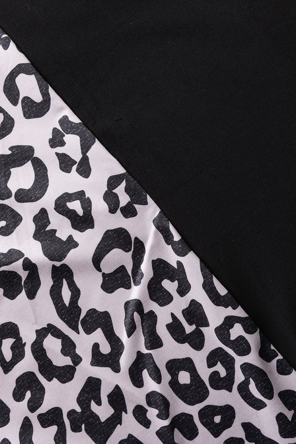 Black Half Leopard Patchwork Plus Size T-shirt