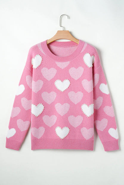 Heartfelt Pearled Sweater for Valentine's Day - UE Fashion