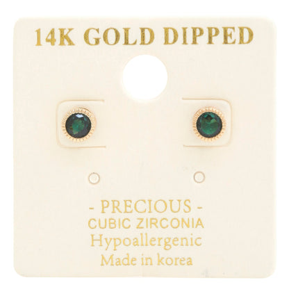 14k Gold Dipped Cz Round Earring