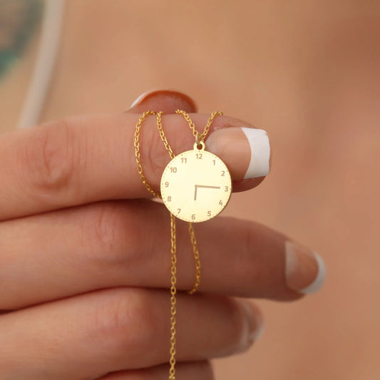 Personalized 14k Gold Date & Time Necklace - Custom Birth & Engagement Memory Jewelry for Special Occasions - UE Fashion