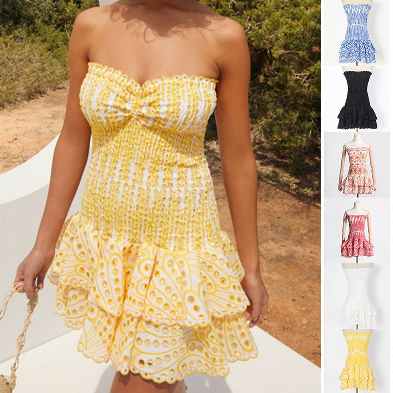 Strapless Pleated A-Line Dress – Chic & Flowy Short Summer Dress