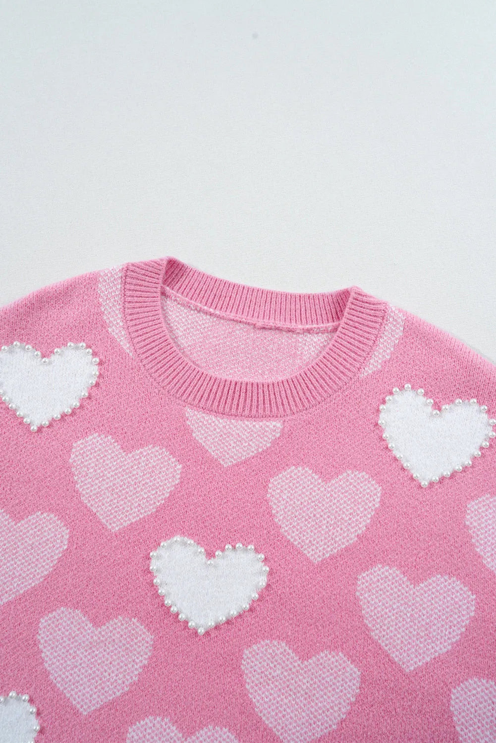 Heartfelt Pearled Sweater for Valentine's Day - UE Fashion