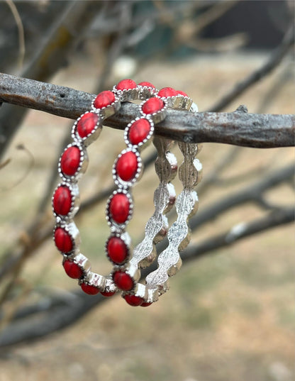 Fiery Red Boho Hoop Earrings – Western Style Statement Jewelry - UE Fashion