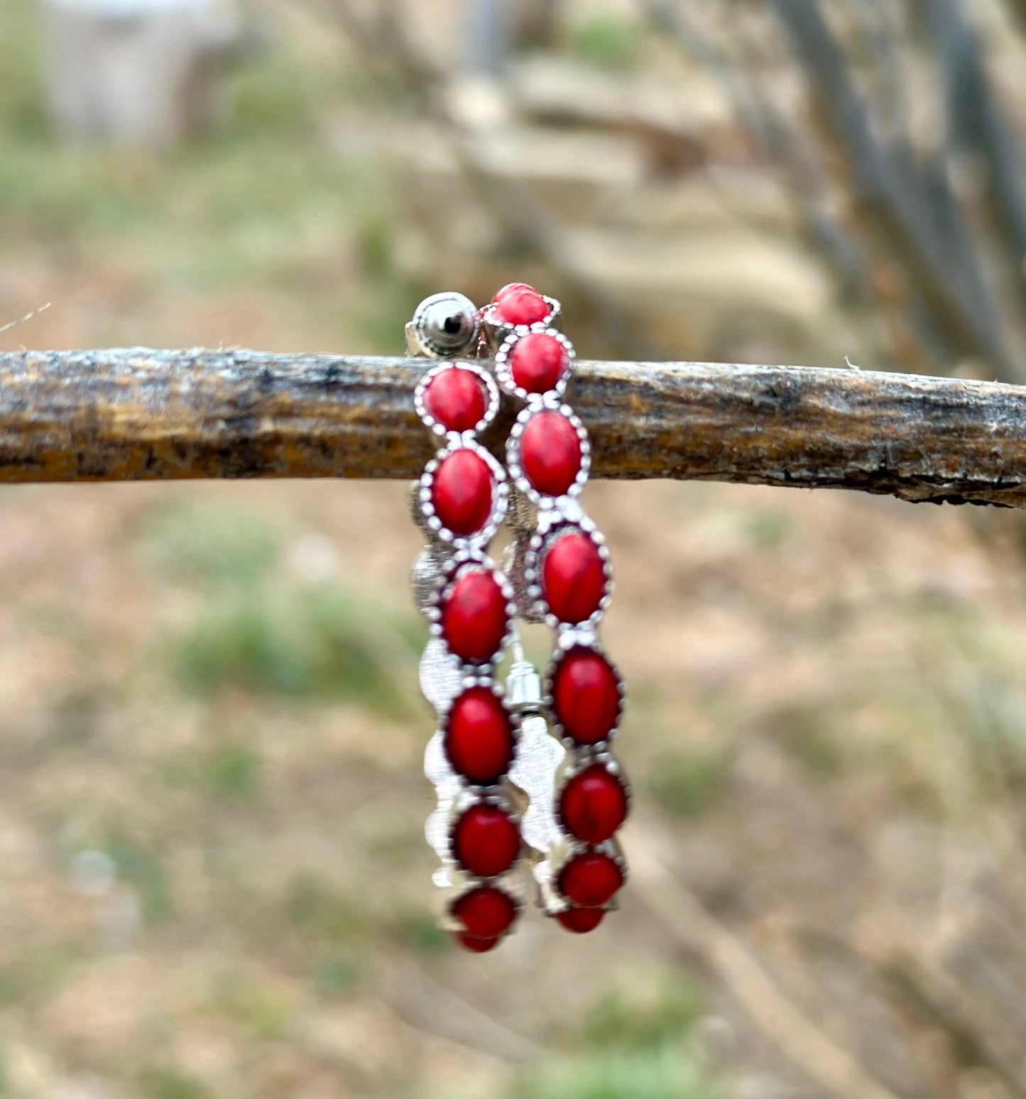 Fiery Red Boho Hoop Earrings – Western Style Statement Jewelry - UE Fashion