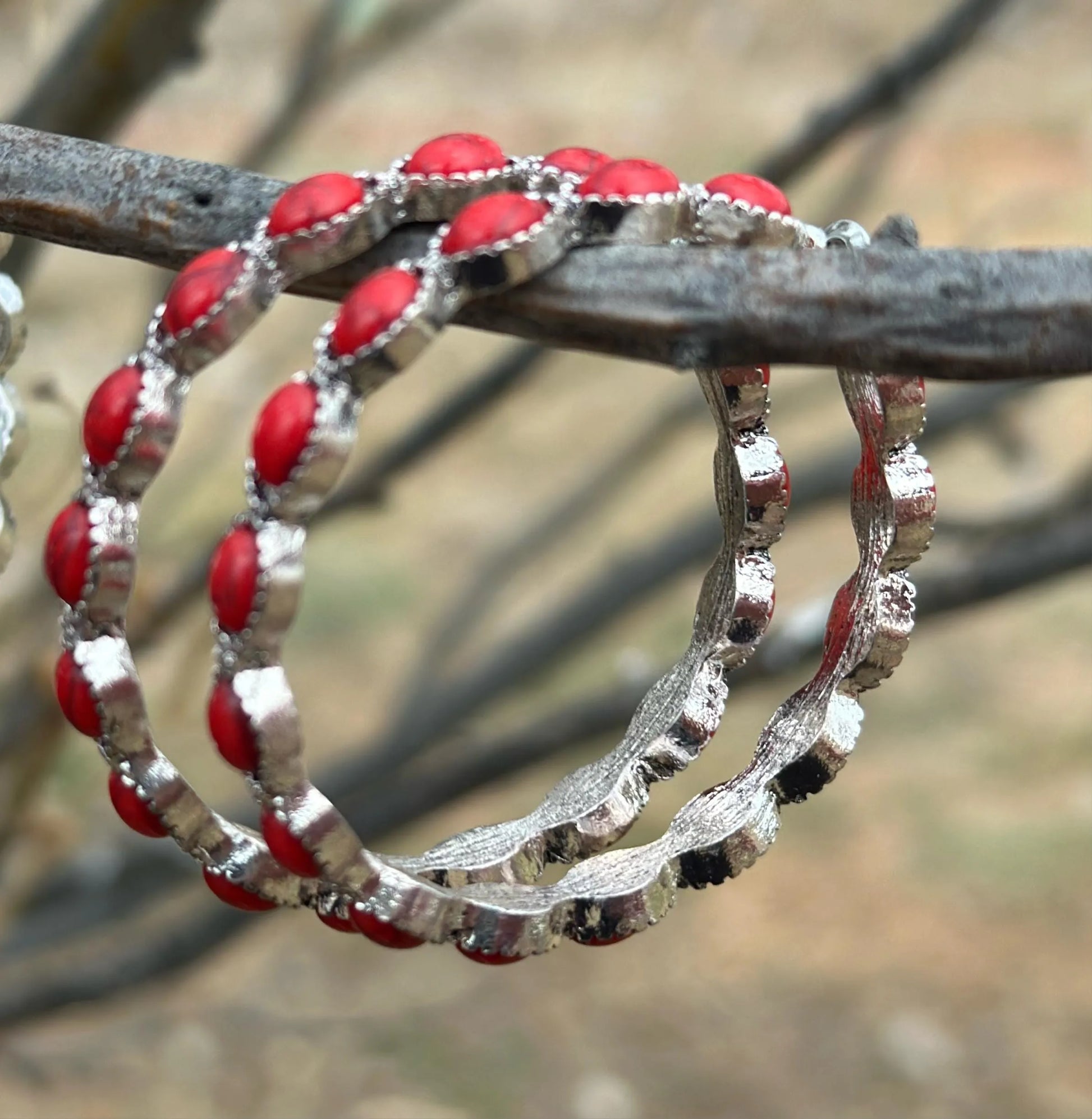 Fiery Red Boho Hoop Earrings – Western Style Statement Jewelry - UE Fashion