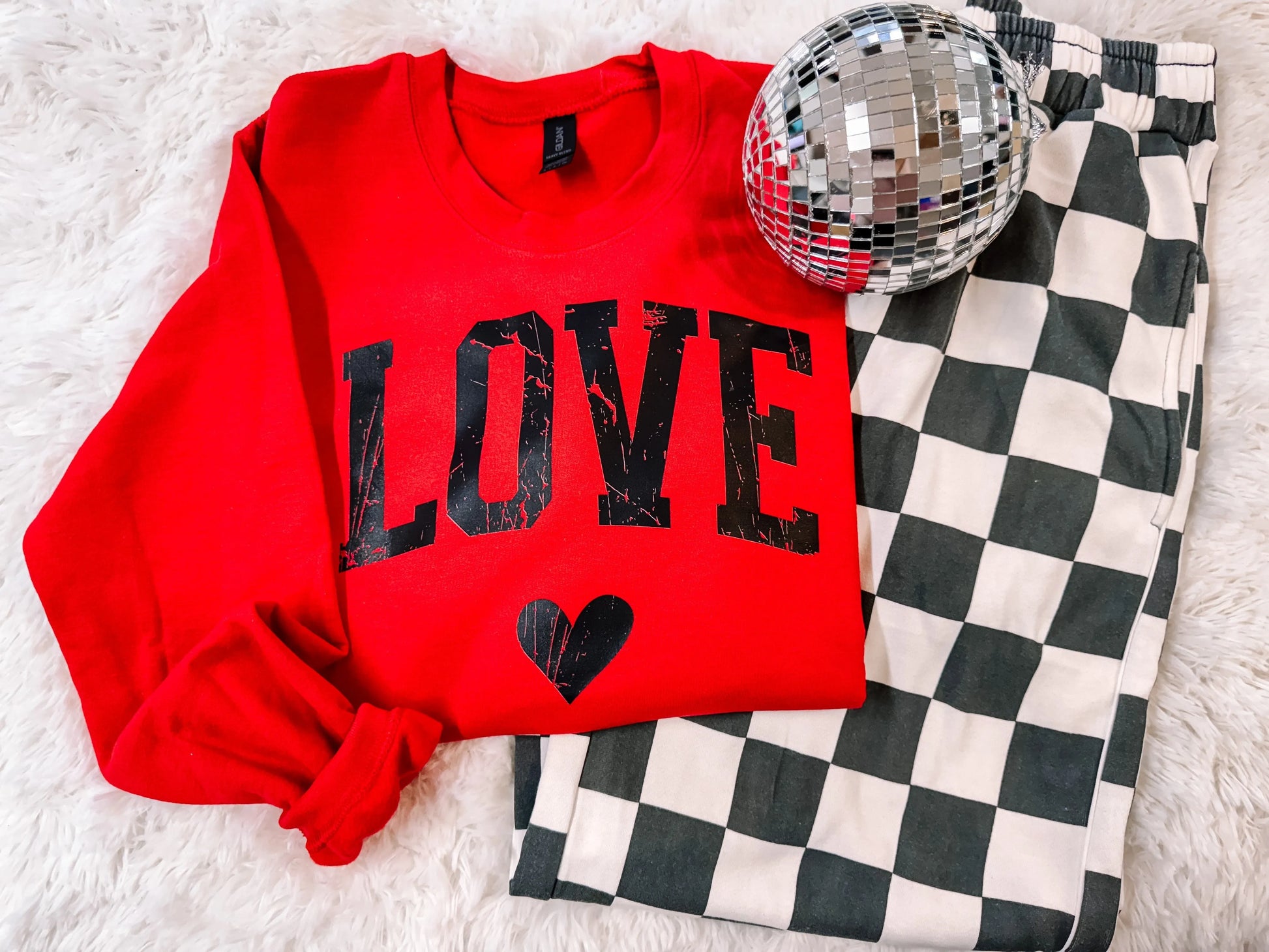 Heartfelt Distressed Varsity Valentine's Sweatshirt - UE Fashion